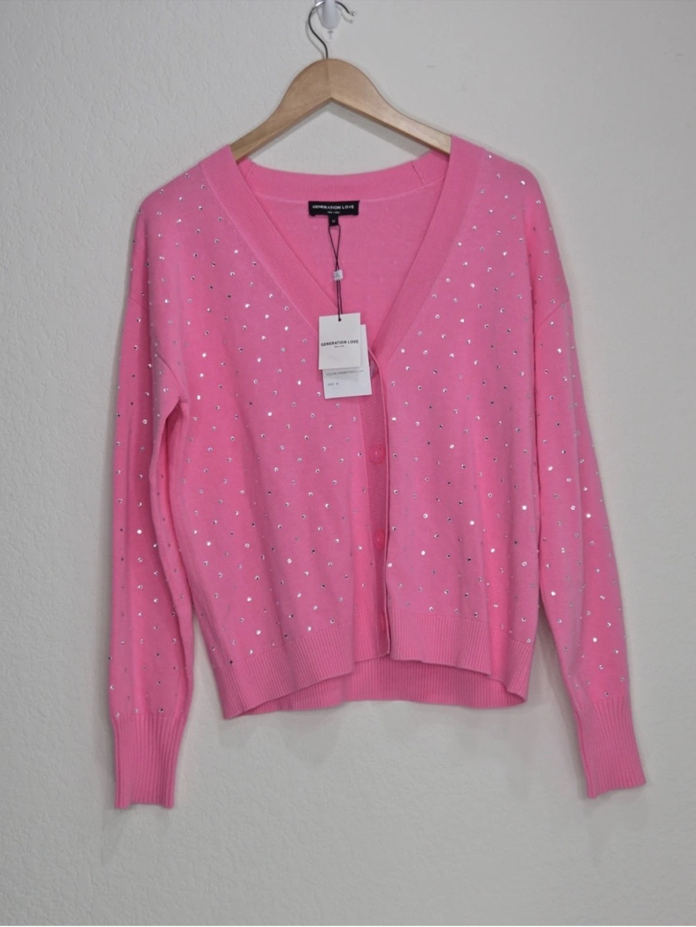 Generation Love Mori Cardigan Sherbert Pink Size M Womens NEW